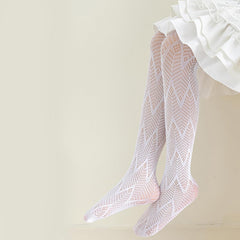 Girls Pantyhose Solid Tights Fashionable Long Stockings With Unique Pattern For Daily Party Performances Party Tights