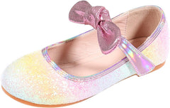 Children Shoes Fashion Flat Mary Jane Shoes Bowknot Princess Flower Wedding Party Dress Shoes Sandals for Kids (Pink, 1.5 Big Kids)