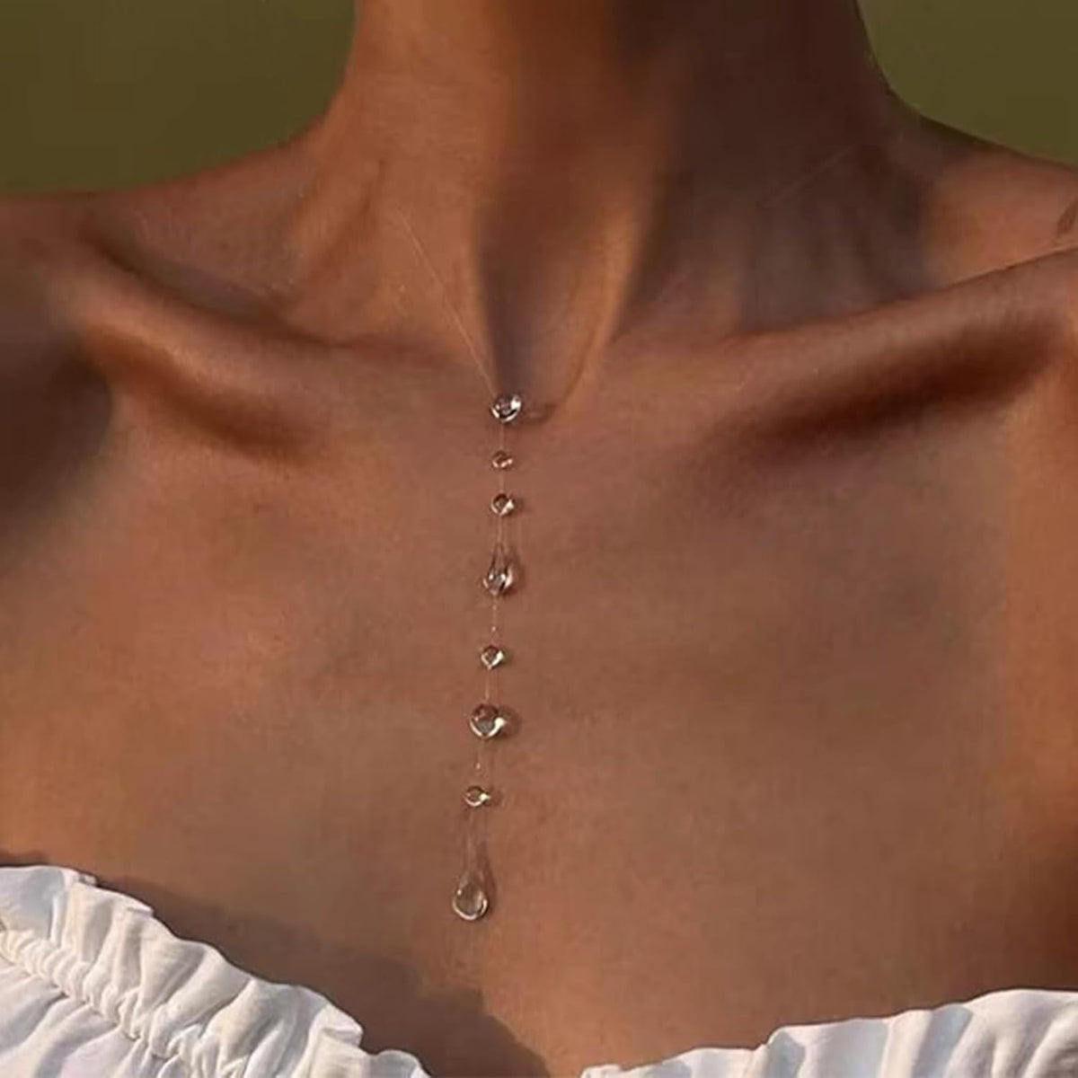 Handmade Dew Drop Choker Necklace for Women Simple Lariat Jewelry Accessory