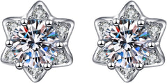 Women Synthetic Diamond Earrings, 18K White Gold Plated Round Square Cubic Zirconia Hypoallergenic Studs Earrings (Another Star)