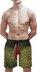 Men's Swim Trunks Walking Among Flowers Beach Shorts Quick Dry Summer Bathing Suit Swimwear Beachwear with Pockets