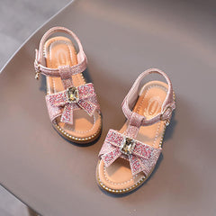 Toddler Girl Sandals Girls Bow Infant Kids Open Toe Crystal Sandals Toddler Shoes Princess Girl's Shoes (Pink, 12.5 Little Kid)