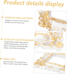 6Pcs Mini Vintage Photo Frames Retro Resin Ornate Picture Frames for Home Decor for DIY Crafting and Display Square Round