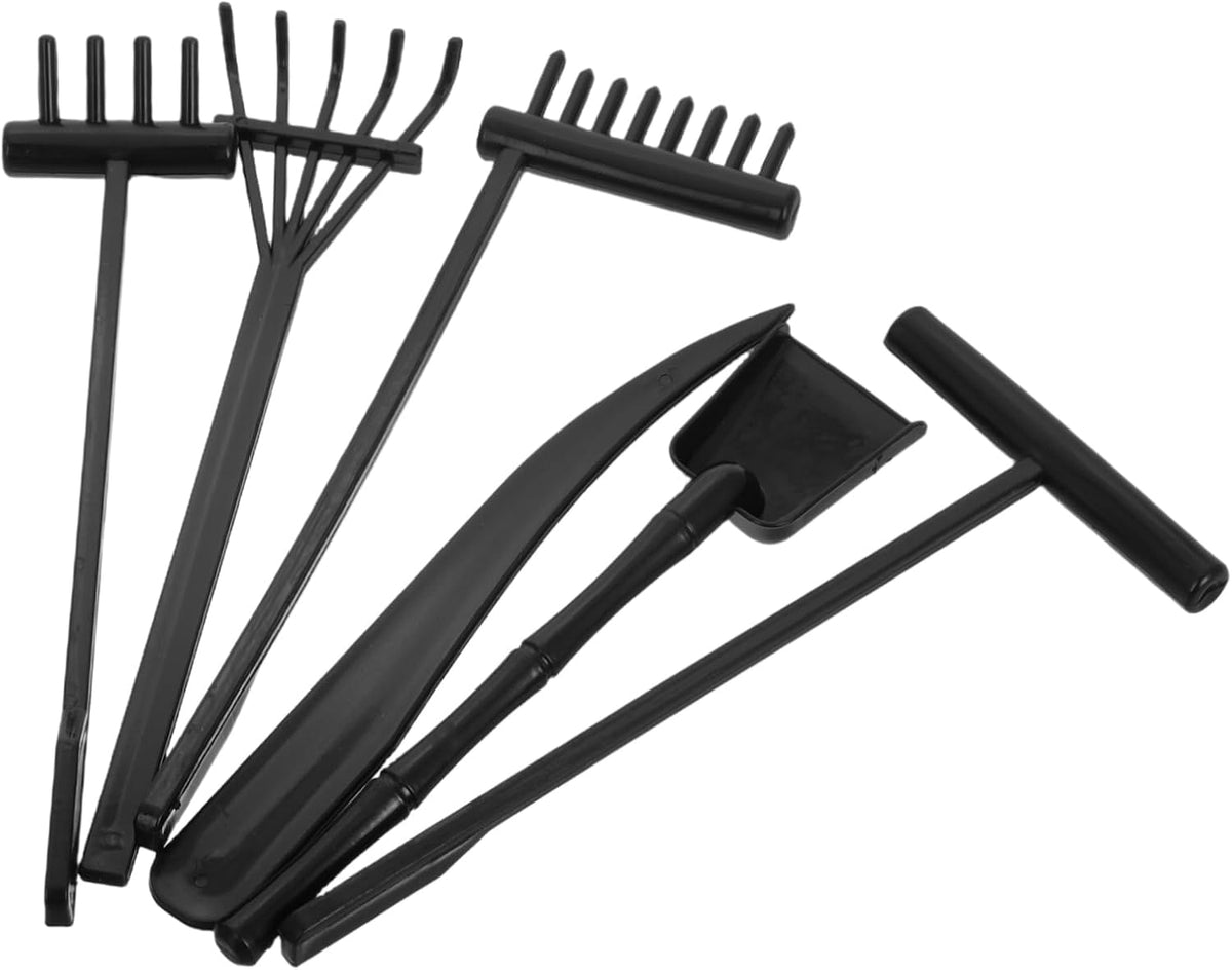 6pcs Zen Garden Tools Set Mini Rake Set for Meditation Table Plastic Hand Rakes for Gardening