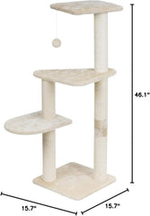 TRIXIE Pet Products Altea Cat Tree (Beige with paw prints), large (16 x 16 x 46 in.) (43884)