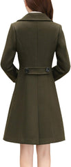 chouyatou Women Elegant Notched Collar Double Breasted Wool Blend Over Coat
