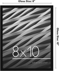 Americanflat 8x10 Picture Frame with Shatter-Resistant Glass - Streamline Collection - Thin Border Photo Frame for Tabletop and Wall Display - Hanging Hardware and Easel Stand Included - Black