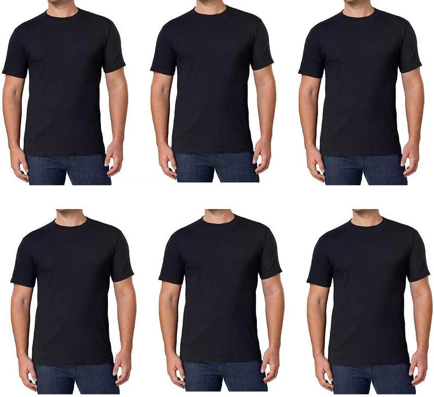 Kirkland Signature Men's Crew Neck Tee 100% Combed Heavyweight Cotton T-Shirts (Pack of 6)