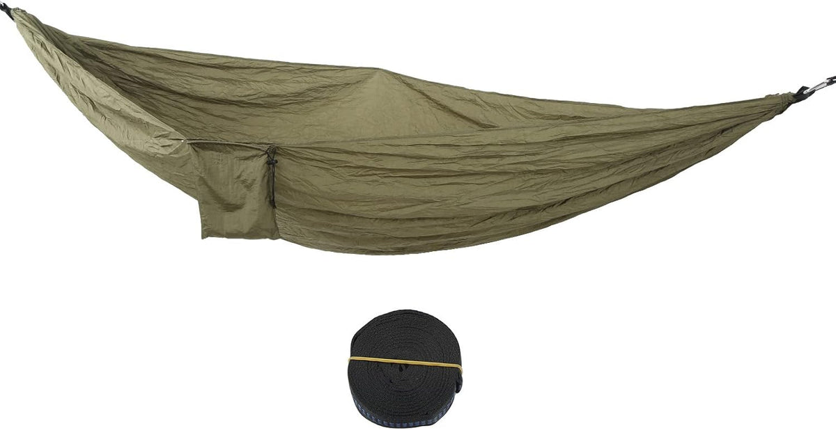 Pilipane Camping Hammock, Double Hammock with Double Hoop Tree Strap, 2 Person Travel Hammock, 270x140cm Portable Nylon Parachute Hammocks for Beach, Garden(Green)