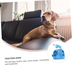 GALPADA Reflective Dog Harness Set Breathable Mesh Vest with Leash Lightweight No-Choke Chest Strap for Dogs Comfortable Pet Gear Blue s