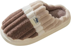 Slip On Open Couples Furry Men Keep Plush Warm Winter Slippers Toe Flat Home Shoes Men's Slipper Men's Slippers Coffee