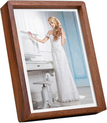 Rustic Picture Frame Wooden Photo Frame Decorative Wood Frame with Sapele Wood and Acrylic Glass Covers for Tabletop or Desktop Display (8x6)