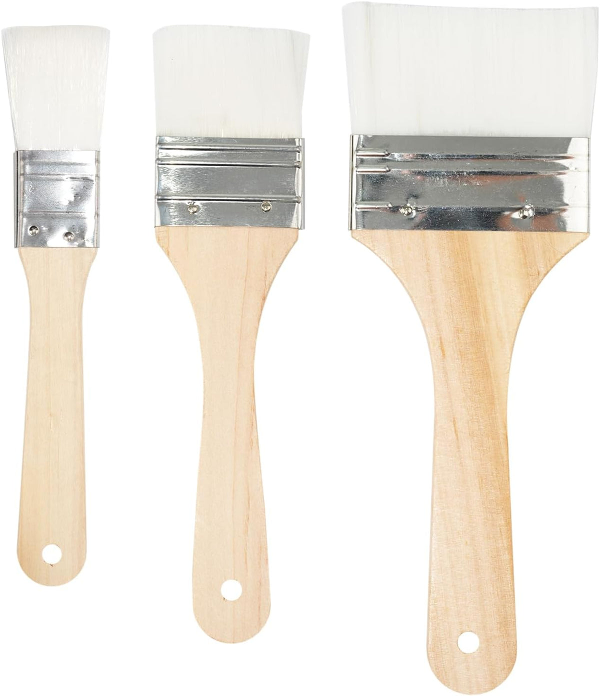 Set of 3 Chip Paint Brushes with Synthetic Bristles for Priming Painting, Varnishing, Wood, Walls, Painting