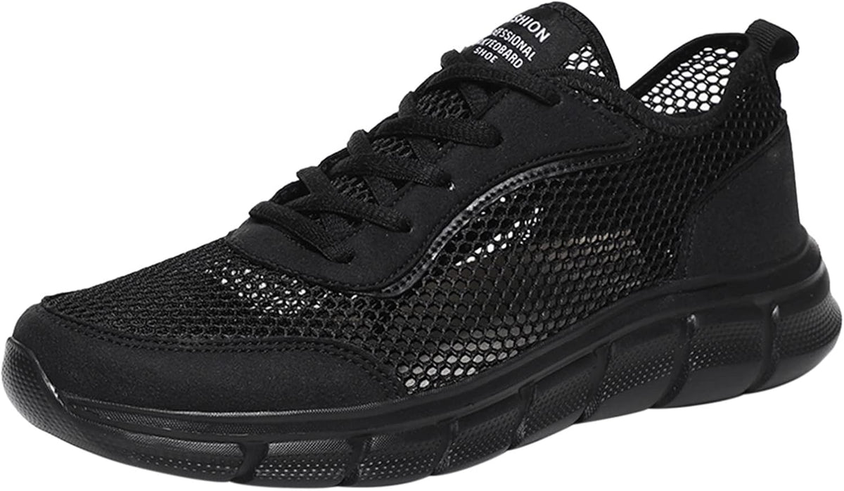 Fashion Spring and Summer Men Sports Shoes Flat Bottom Lightweight Fly Woven Mesh Hollow Design Breathable Comfortable Solid Color Lace Up Mens Lite Adapt V3 Sneaker - (Black, 8.5)