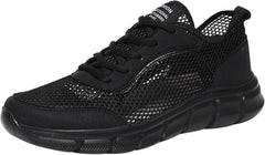 Fashion Spring and Summer Men Sports Shoes Flat Bottom Lightweight Fly Woven Mesh Hollow Design Breathable Comfortable Solid Color Lace Up Mens Lite Adapt V3 Sneaker - (Black, 8.5)