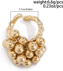Chunky Gold Rings for Women Beaded Open Statement Chunky Rings Jewelry Set
