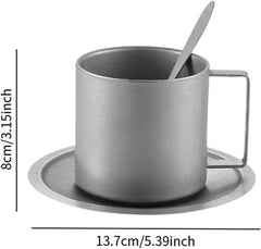 Coffee Mug Coffee Cup Smooth for Latte Juice for Men Women Unbreakable with Handle for Camping Tea Cup with Saucer and Spoon