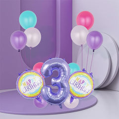 Balloons,Purple Balloons Party Supplies 7th Birthday Balloon,32"Large Size Rainbow Number 7 Balloon Set Party Supplies 7th Sweet Birthday Wishes Balloon Bouquet Decorations - Purple 7