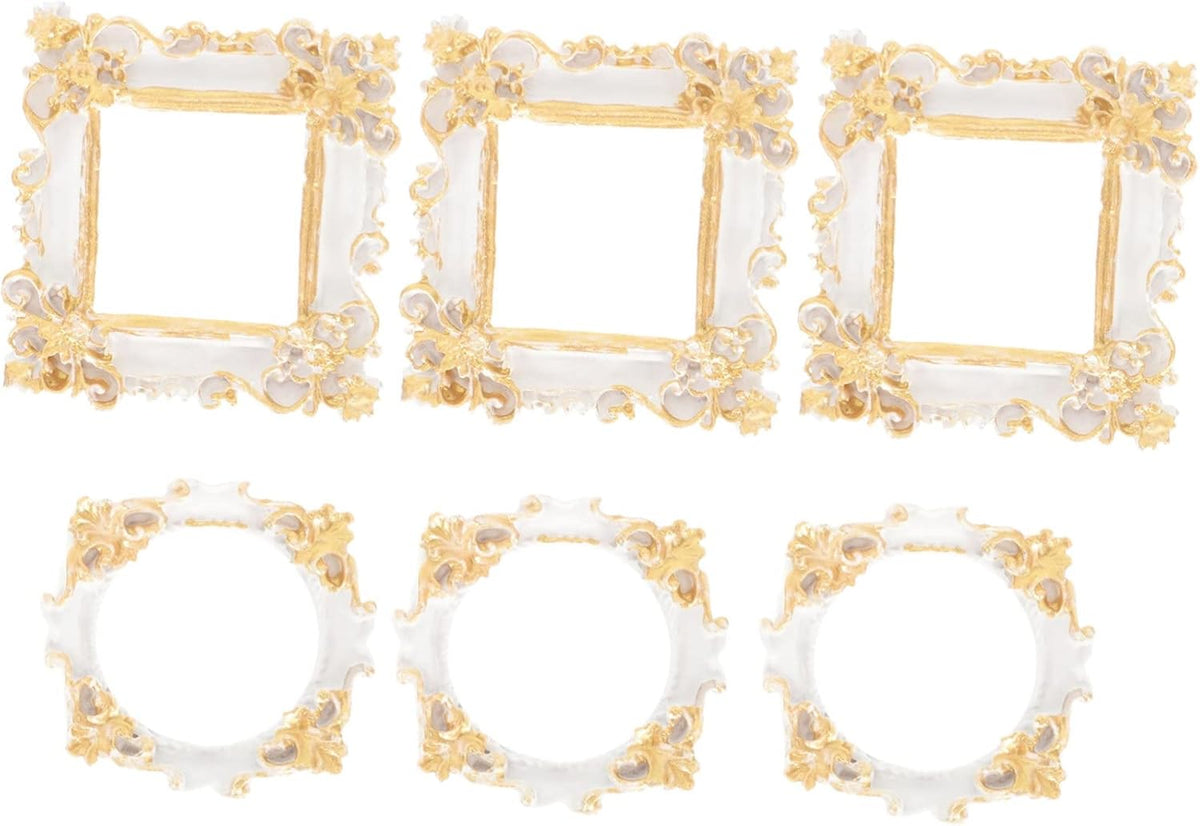 6Pcs Mini Vintage Photo Frames Retro Resin Ornate Picture Frames for Home Decor for DIY Crafting and Display Square Round