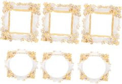 6Pcs Mini Vintage Photo Frames Retro Resin Ornate Picture Frames for Home Decor for DIY Crafting and Display Square Round