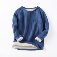 Kids Toddler Girls Boys Ribbed Solid Spring Winter Long Sleeve Warm Thick Tops Clothes Shirt Teen