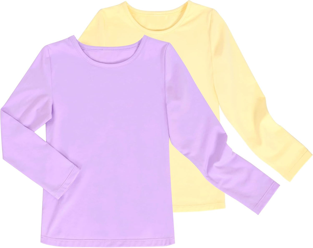 Sunny Fashion 2 Pack Girls Top Tee Shirt Base Layer Comfort Cotton Soft