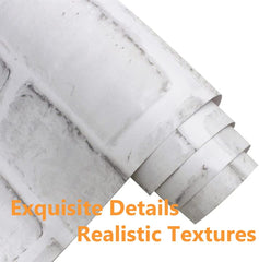 White Brick Wallpaper 17.7" x 118" Peel and Stick Wallpaper Faux Brick Paper Backsplash Stick and Peel Christmas Decor