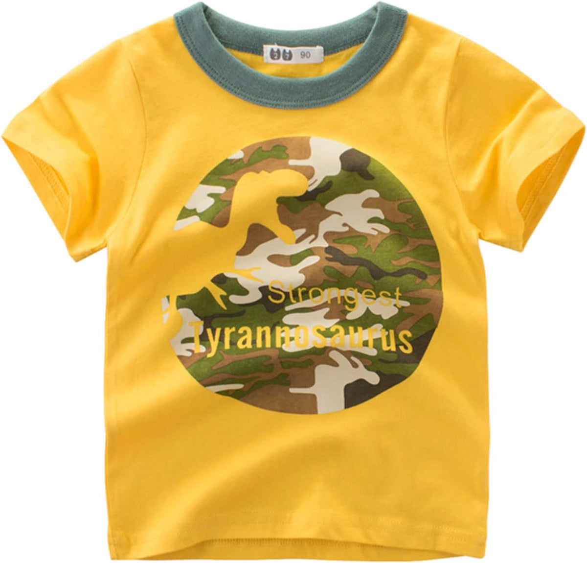 Toddler Baby Boy Short Sleeve Graphic Tee Shirts Kids Crewneck T-Shirt Tops Soft Shirts Cute Boys (Yellow, 1-2 Years)
