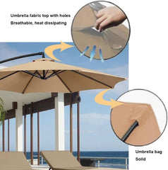Patio Umbrella Replacement Canopy 6.5/7.5/9/10ft Cantilever Umbrella Replacement Canopy 6 Ribs/8 Ribs Polyester Canopy Replacement Top (Color : Coffee, Size : 2.7m/9FT-6Ribs)
