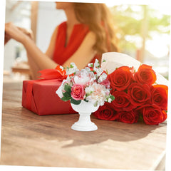 2pcs Wedding Flower Pot Garden Decorations Flower Urn Large Outdoor Pots Decorative Flowerpot Centerpiece Planter Retro Flower Pots Porch Wedding Decor Vintage Shaped White Plastic