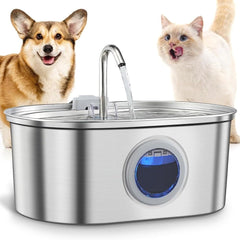 Cat Water Fountain Stainless Steel: 108oz/3.2L Fountain for Drinking- Pet Water Fountain for Cats Inside - Automatic Water Dispenser Bowl - Cat Feeding & Watering Supplies