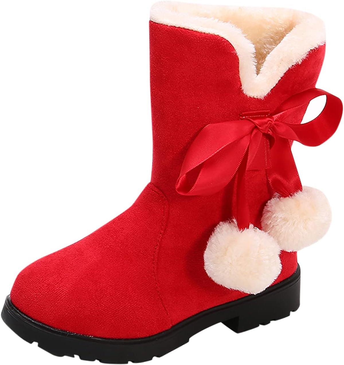 IWIHMIV Toddler Girls Boots Kids Ankle Boots Warm Boots Low heel Short Booties Winter Snow Boots Non Slip Outdoor Shoes