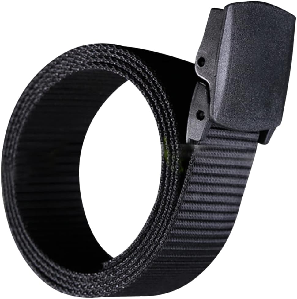 BESTYASH Men Casual Canvas Belt with Automatic Buckle Lightweight Web Belt for Everyday Use Durable Breathable Nylon Airport Friendly Design Black
