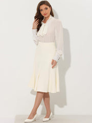 Allegra K Midi Skirt for Women Side Zipper High Waist Elegant Flared Flowy A Line Work Skirts