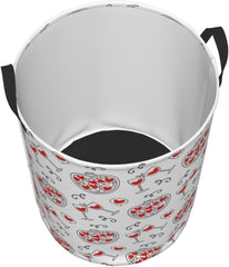 Love Happy Valentine Day Laundry Hamper Circular Laundry Basket Bin Dirty Clothes Bag Storage Basket Small