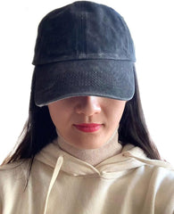 Distressed-Washed Ponycap Messy High Bun Ponytail Adjustable Cotton Baseball Cap Hat Half-Empty Top Sunshade Baseball Cap