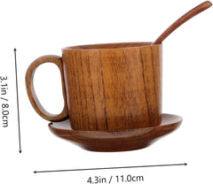 Wooden Coffee Mug Coaster and Spoon Rustic Design for Milk Juice and Water Cup for Home Office Use