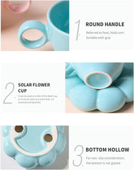 Porcelain Ceramic Coffee Mug, Coffee Mug for Office and Home, 7 oz, Flower Cup and Saucer Porcelain Coffee Mug, Dishwasher and Microwave Safe, White, Dishware Safe, Green