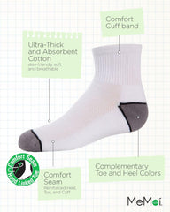 MeMoi Unisex Quarter-Crew Kids Sport Socks 3-Pack