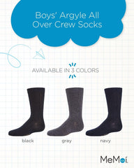 MeMoi Boys' Argyle All Over Crew Socks