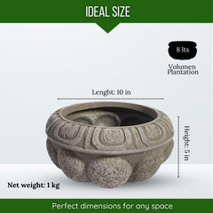 Elly Décor Plastic Cantera Planter 10x5 in. Pot Cantera Design Decorative for Indoor and Outdoors Plants Round Flower Pot White cantera