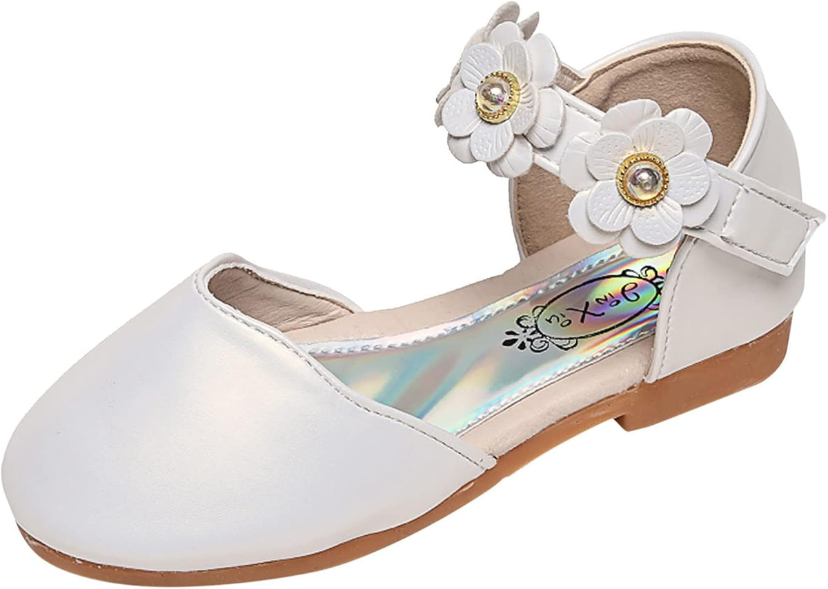 Girls' Sandals Fashion Spring and Summer Sandals Dress Dance Performance Princess Shoes Light Sequin Mesh Bow Shoes (White #2, 8.5 Toddler)