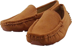 DADAWEN Toddler Little Kid Boys Girls Soft Suede Leather Slip On Penny Loafer Dress Shoes Moccasin Flat Boat Shoes Wedding Church Oxford