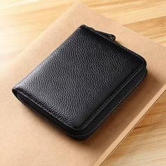 Stylish Credit Card Case, Versatile Wallet with Zipper and 12 Card Slots, Small Wallet for Men and Women - Black