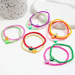 Beaded Bracelet Stack for Women Gold Bead Jewelry Stackable Summer Accessories Creative Styling Fashion Layered Wristwear