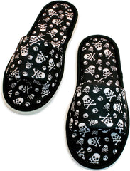 CHOCHILI Men Danger Skull Open Toe Home Kitchen Garage Slippers Black and White Silent Walk Lightweight for Male Adult Size 8.5 to 9.5