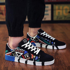 Hbeylia Fashion Sneakers For Women Men Couples Casual Hip Hop Hipster Graffiti Lace Up Low Top Canvas Shoes Comfortable Play Sneakers Walking Driving Sport Running Skateboard Shoes For Boys Girls