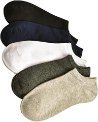 GALPADA Cotton Ankle Socks for Men No Show Breathable Elastic Black 5 Pairs Pack
