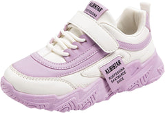 Kids Girl Fashion Sneaker Athletic Running Shoe Low Top Leather Casual Running Tennis Sneaker Walking Shoes (Purple, 11.5 Little Child)