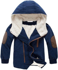 Gaorui Boys Winter Hooded Down Coat Jacket Thick Wool Inside Kids Warm Faux Fur Outerwear Coat
